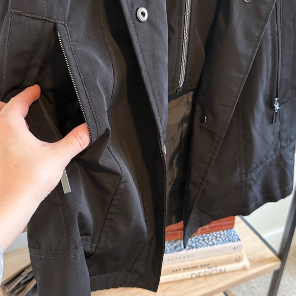 Coldwater Creek Black Hooded All Season Trench Coat Pocket Jacket, S - Picture 5 of 8